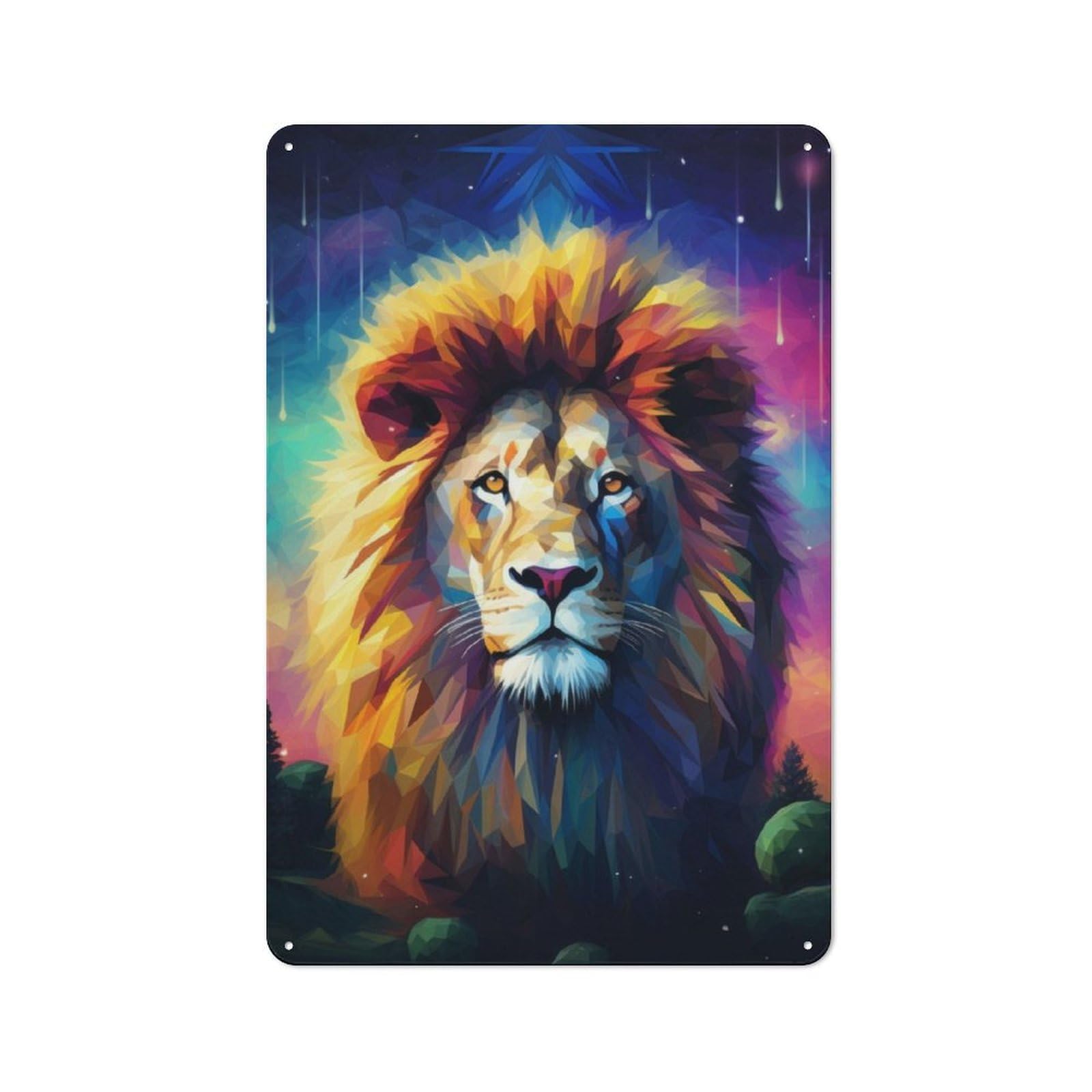 Junmoney Geometric Lion Retro-Style Metal Plaque 30X20cm For Kitchen Or Home Bar, Gift For Home Bar Enthusiasts During The Christmas Season