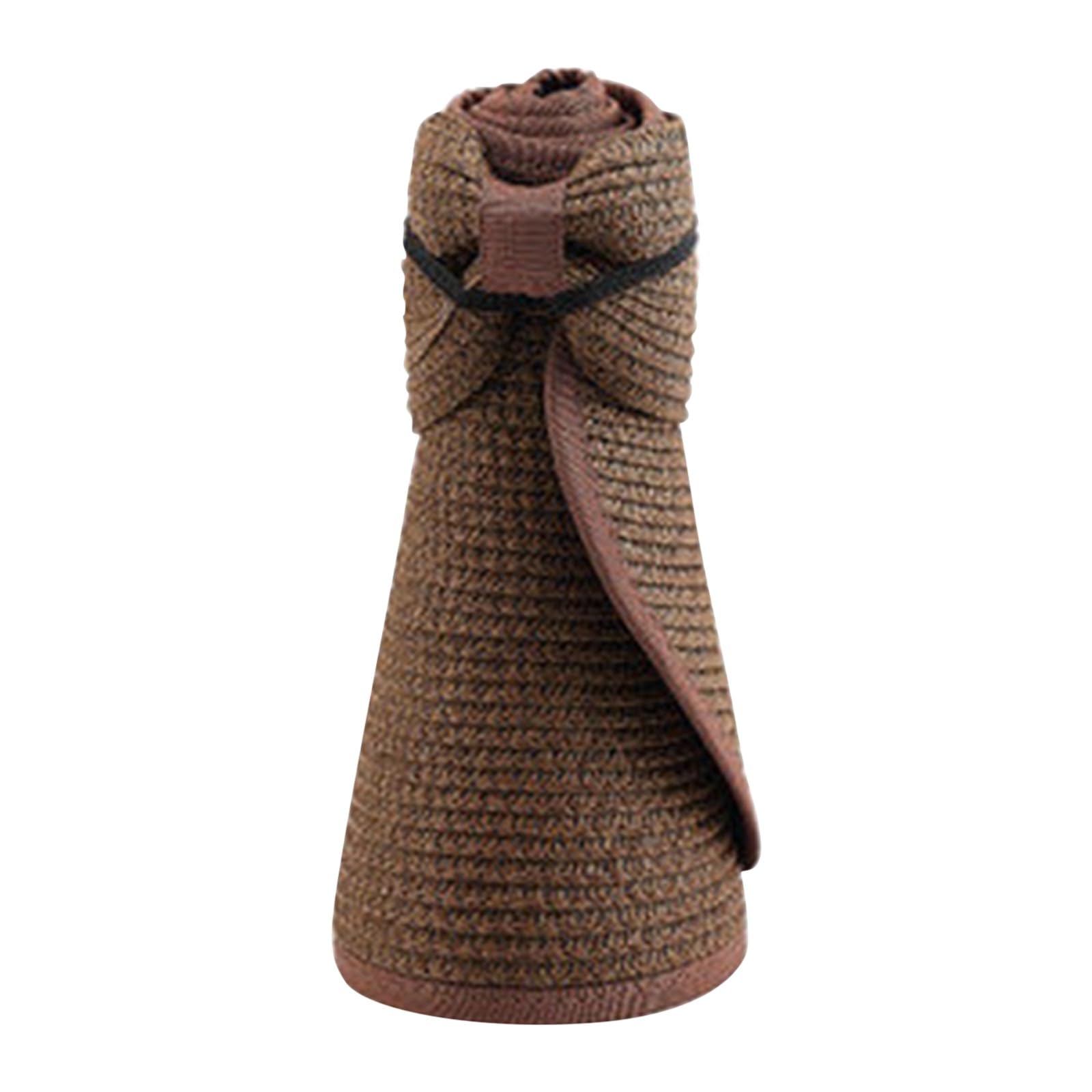 Generisch Sombrero de paja para hombre de 60 cm, visera para mujer, ala ancha, cola de caballo, sombrero de playa de verano, sombrero de playa, UPF empaquetable, plegable, de viaje, sombrero de sol,