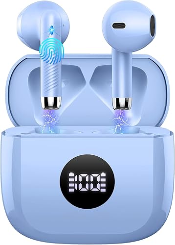 Miniatura 12 de Auriculares inalámbricos, Bluetooth 5.4, auriculares con pantalla LED de energía, bajos estéreo, auriculares Bluetooth intrauriculares con Negro