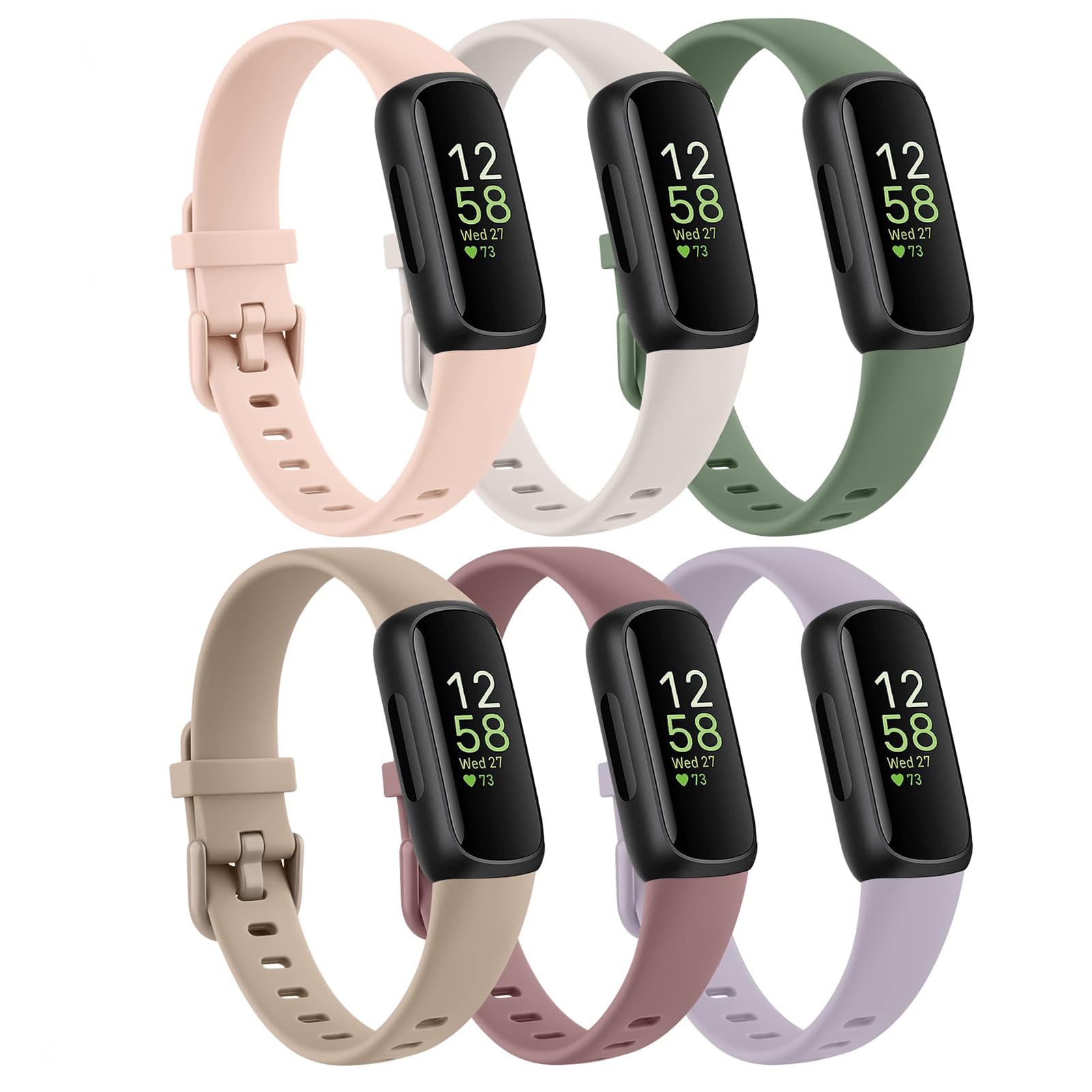 Meliya 6Pack Straps Compatible with Fitbit Inspire 3 for Women Girl Kids, Adjustable Soft Silicone Sport Replacement Wristband for Fitbit Inspire 3 Tracker Straps