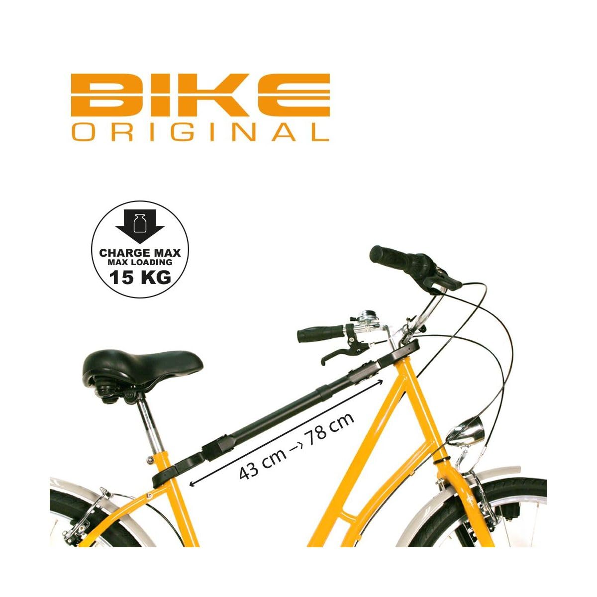 Barre de Transport Porte vélo BIKE ORIGINAL - Adaptateur vélo Femme, vélo Suspendu - Compatible vélo électrique (VAE), VTT, VTC, vélo de Ville, vélo Pliant