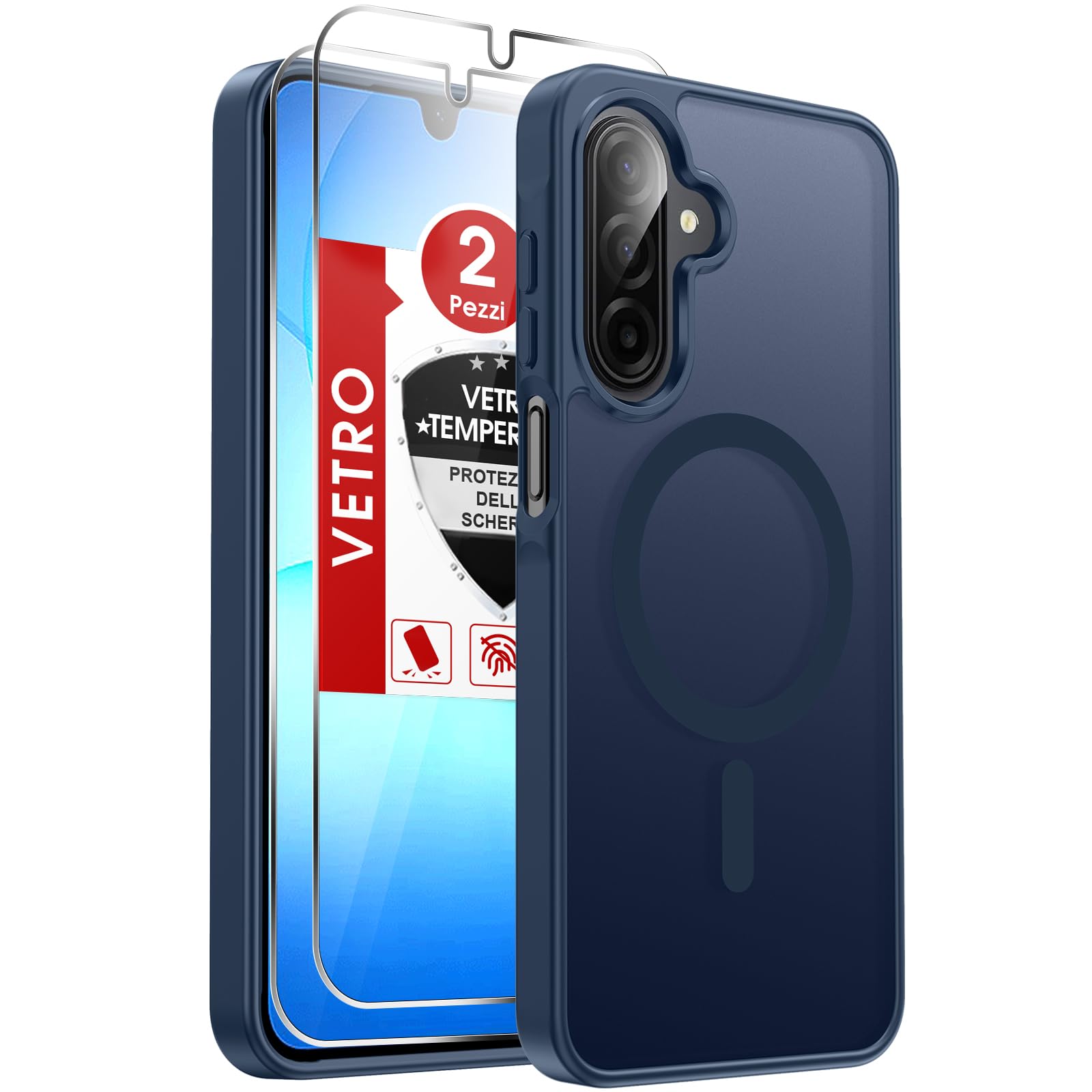 LeYi Cover per Samsung Galaxy A17/A18 5G con 2 Vetro Temperato(Blu Reale) | Custodia Protezione Fotocamera Traslucida Opaca Anti-Impronte Resistente Antigraffi TPU Antiurto Protettiva Case per A18
