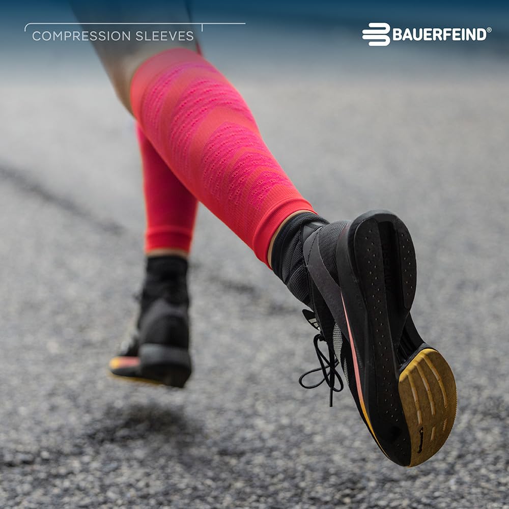 BAUERFEIND Waden Sleeves Run Performance Compression Sleeve, 1 par de vendajes para pantorrilla con compresión y puntos 3D, calentadores de piernas
