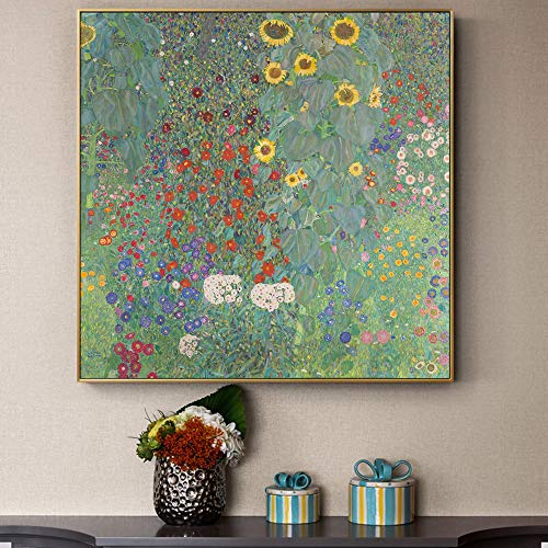 Peinture à l’huile Gustav Klimt la Ferme Jardin avec Tournesols reproduction sur toile