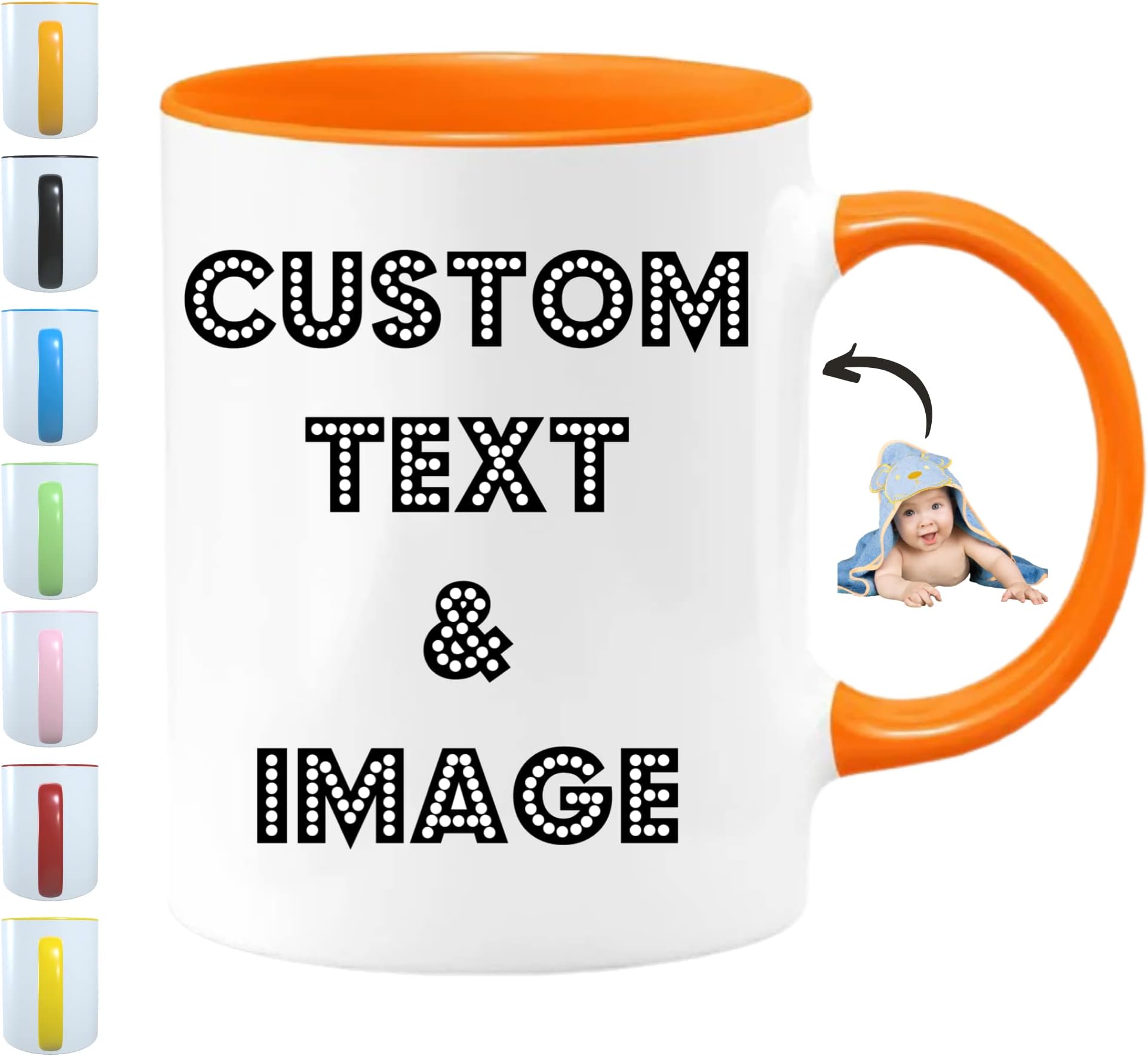 Personalized Photo Mug 11oz on Both Side Custom Mug with Picture Logo Text Personalized Coffee Mug Customized Gifts for Birthday Mother’s Day Housewarming Custom Coffee Mug Taza Personalizada (Orange)