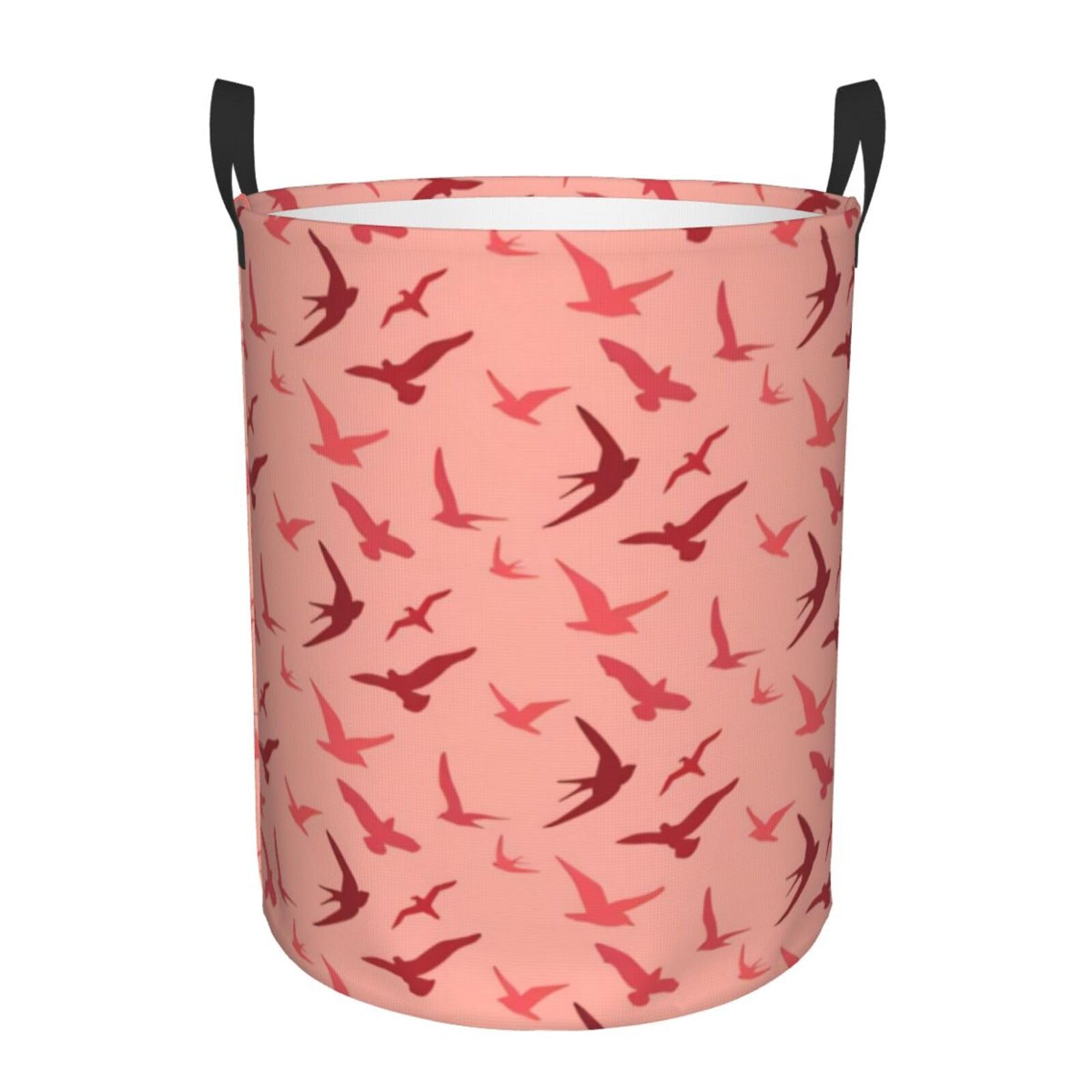 M Circular Hamper – Collapsible Cartoon Bird Print Laundry Basket