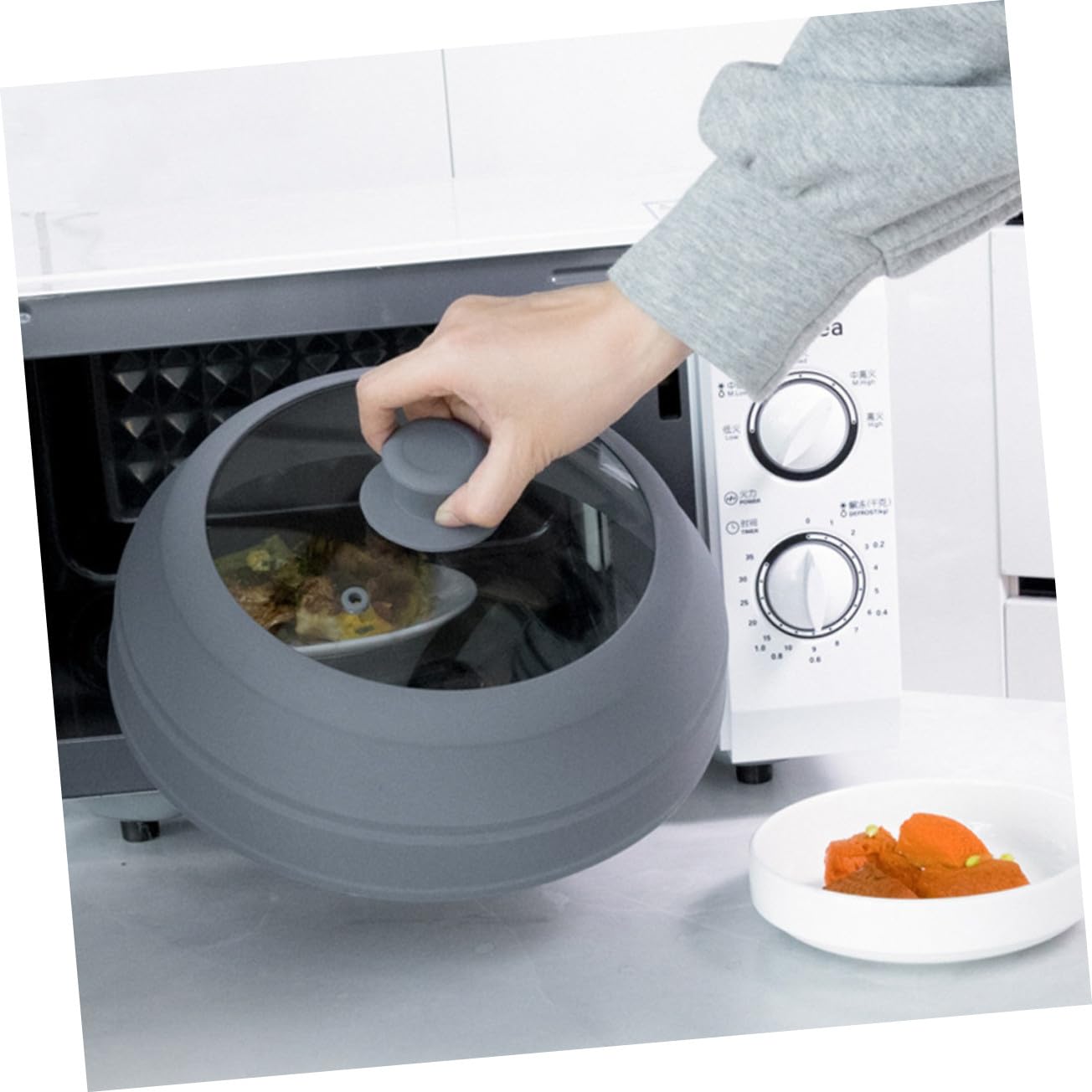 LIFKOME Spritzschutz aus Silikon und Glas Hitzebeständiger Mikrowellen für Ölbeständige Spülmaschinengeeignete Abdeckung Sicheres Kochen zu Hause