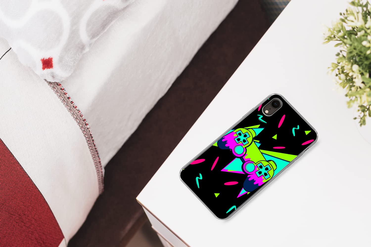 MuchoWow Funda para iPhone XR - Juego - Mando - Negro - Funda de Silicona/Funda Blanda para teléfono móvil