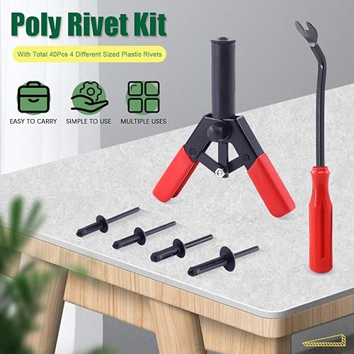 Miniatura 3 de Keadic Juego de 42 pistolas de remache de plástico con remaches ciegos de nailon y herramienta de extracción de sujetadores, kit de remaches ciegos