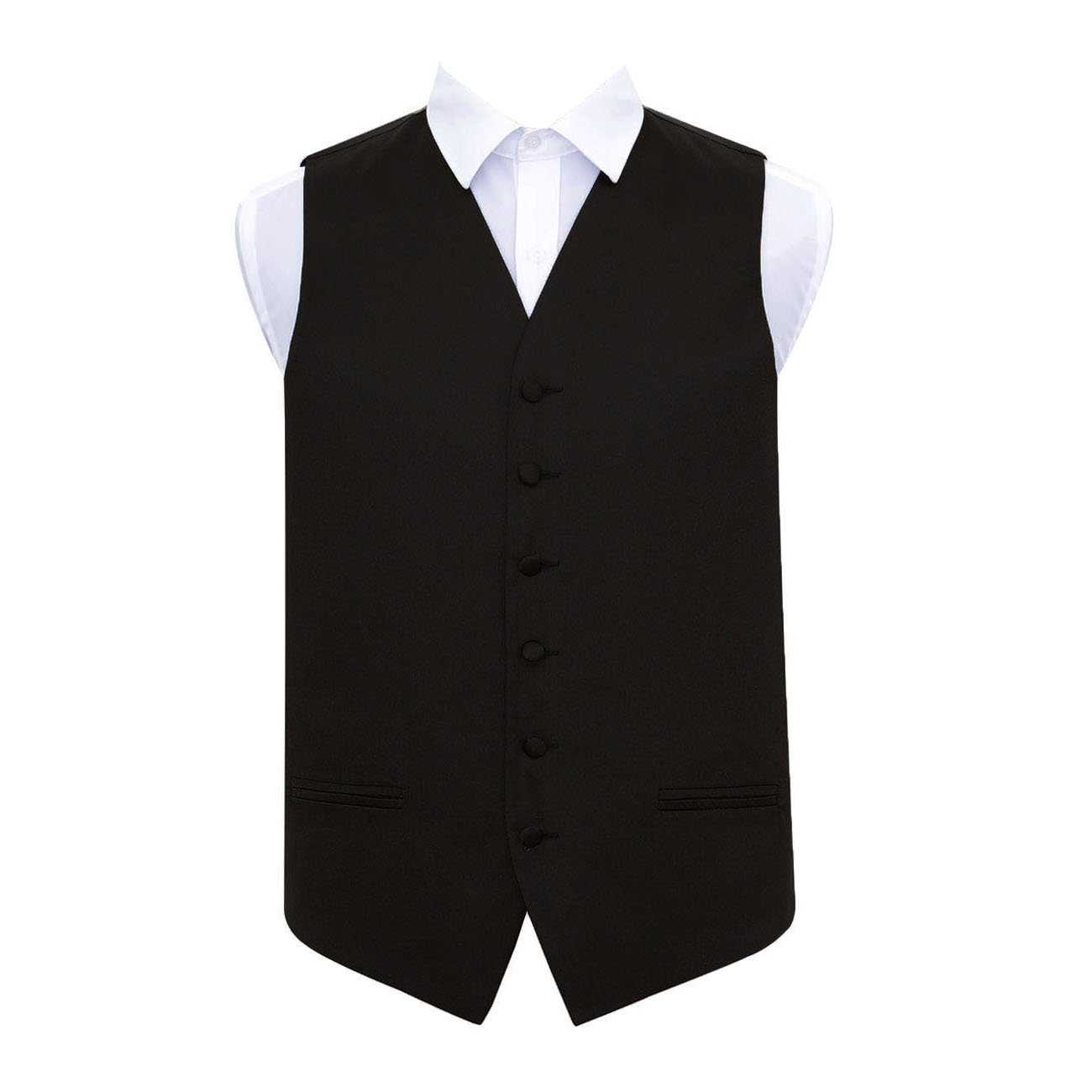 Dqt Men's Black Plain Glossy Satin Classic Waistcoat - Wedding, Business & Formal Suit Vest - 44" (2Xl)