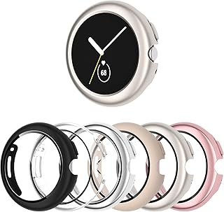 Case for Google Pixel Watch, [6-Pack] Thin Hard PC Shockproof Bumper Film Cover Tempered Glass Screen Protector for Google Pixel Watch