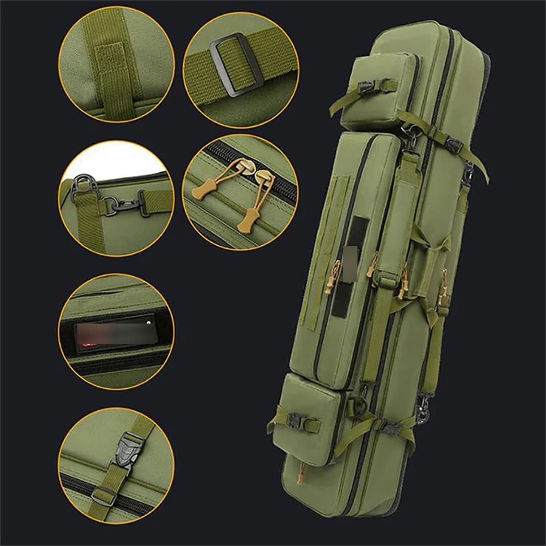 Suwequest Bolsas impermeables multifuncionales de 70 cm a 130 cm para carrete de pesca al aire libre, bolsa de almacenamiento de 130 cm, camuflaje de 2 capas