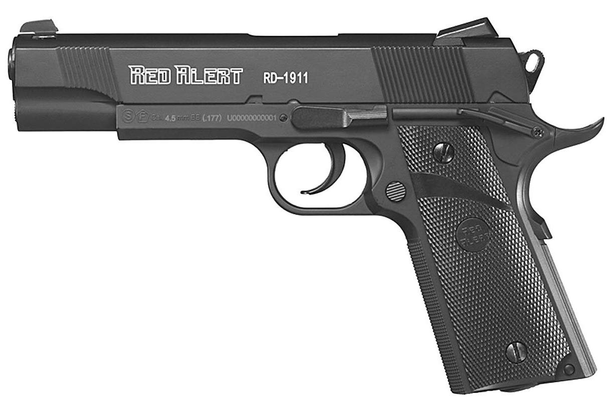 Pack Pistola de perdigon Red Alert Rd-1911 co2 Cal.4.5mm + 5 Botellas co2 + 1 Lata perdigones Gamo Steel BB'S 4.5mm (500 Bolas de Acero)