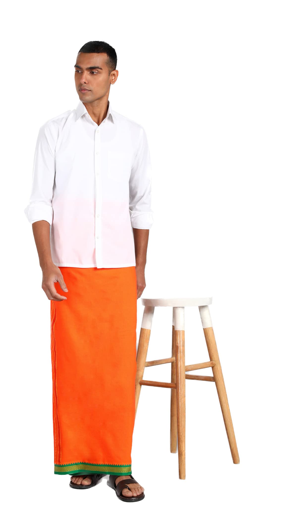 sac shree aparajeet creations Fabrics Pure Cotton Solid Striped Dhoti for Men�s Lungies with Border-picture-59