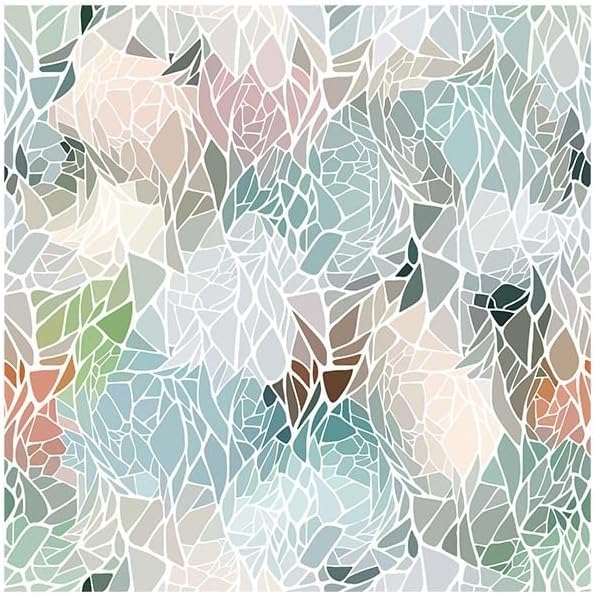 Sichtschutzfolie, Fensteraufkleber beige Blaue Blume mattiertes Buntglas Badezimmer Büro(W 35.4" x L 39.4" (1 Panels))