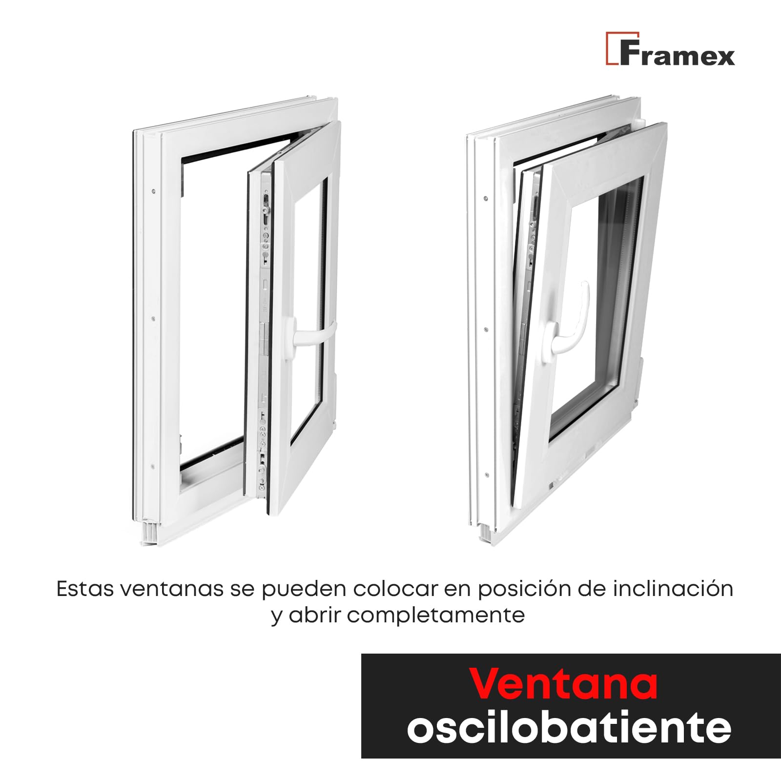 Ventana Para Sótano, de PVC Blanco, 40 x 70 cm (400 x 700 mm) de Ancho x Alto, Doble Acristalamiento, Cristal Transparente (32 mm), Oscilobatiente, DIN Izquierda - Premium