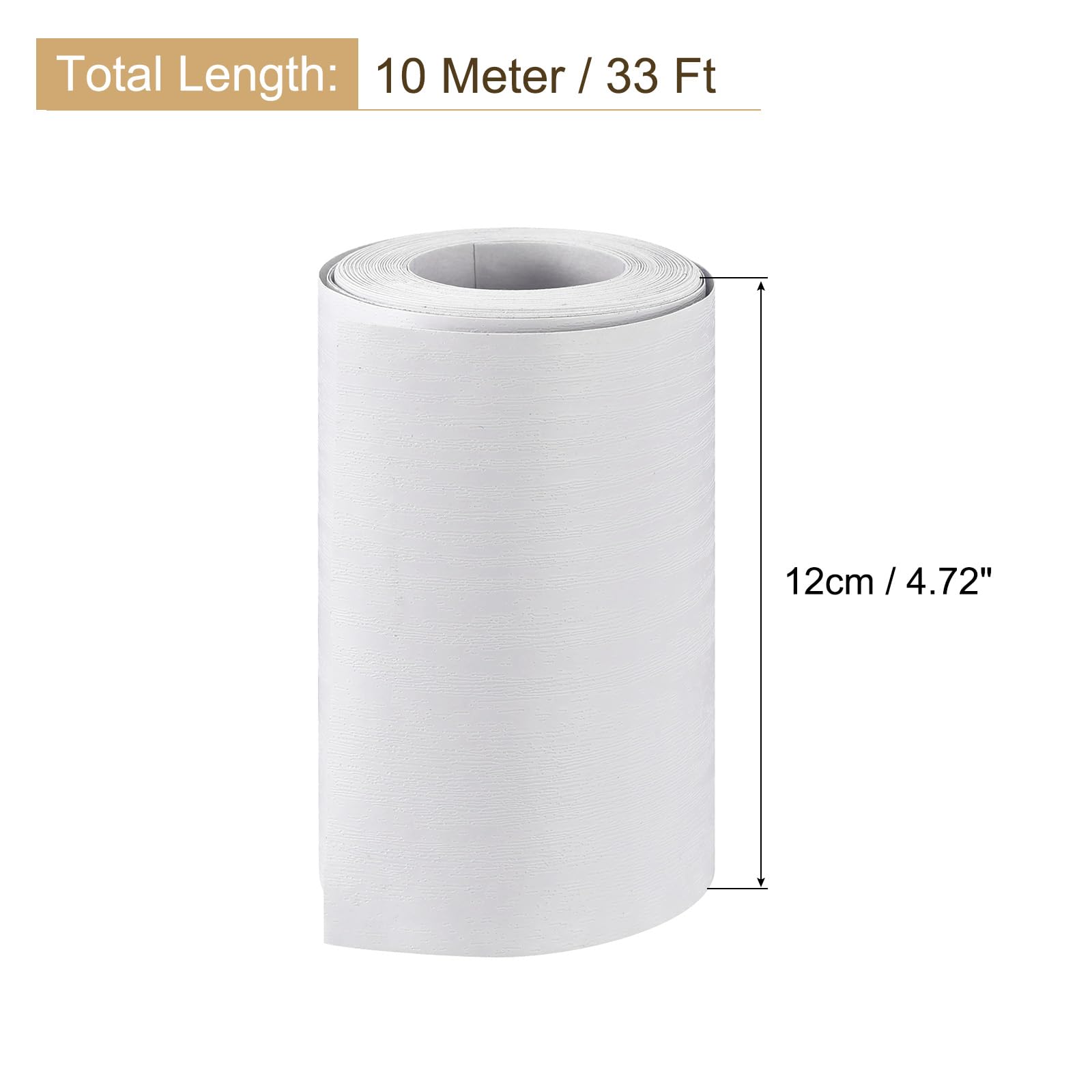 QUARKZMAN Madera Grano Cinta 4.72" x33 Pies Pared Papel Borde Adhesivo Autoadhesivo Madera Grano Reparación Parche con Raspador para Pared Esquina Mesa Puerta Sofá Muebles (Blanco)
