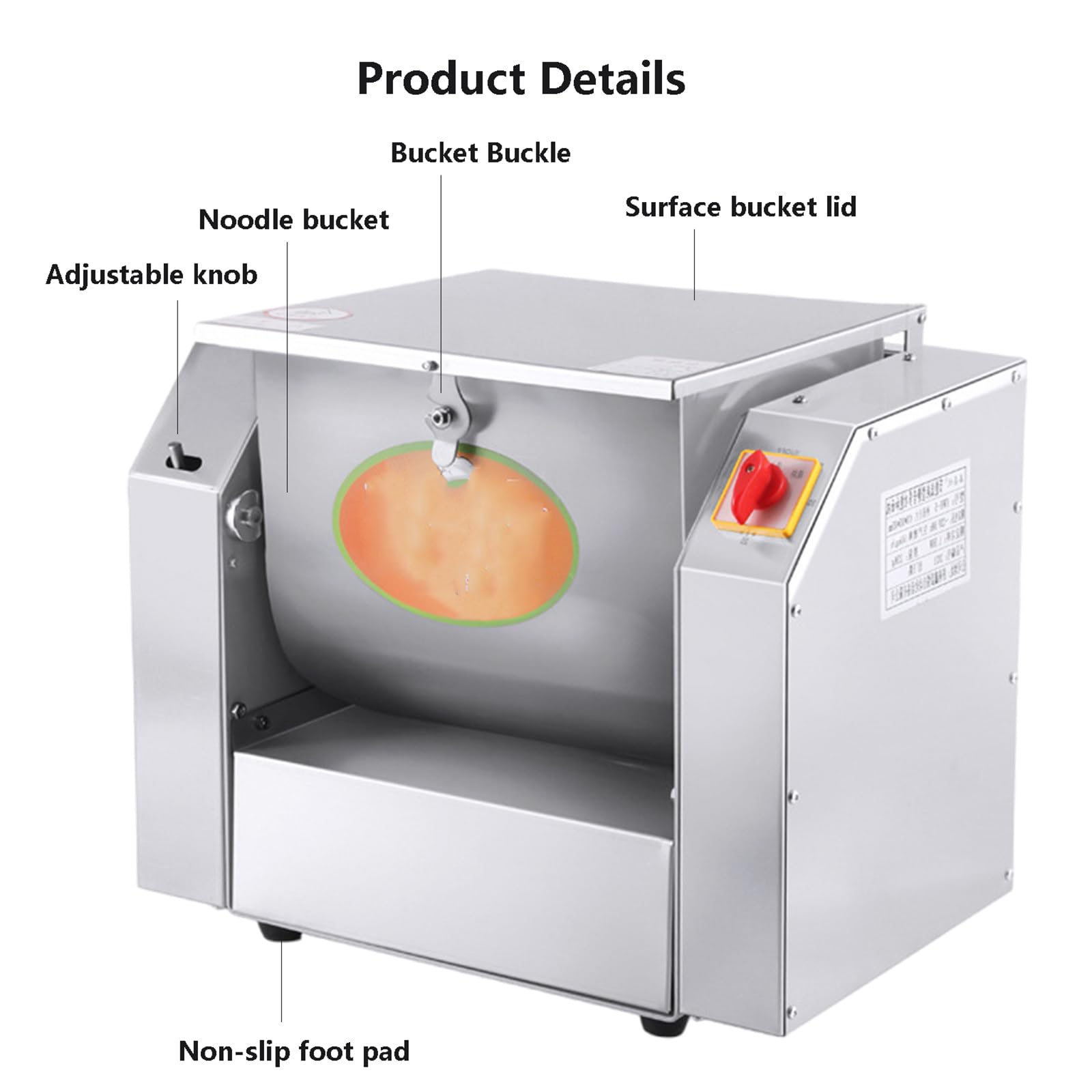 Amasadora doméstica estándar, amasadora de sobremesa, Potente batidora de Mano de 1,5 kW para Cocina, Ideal para Preparar Pasta, Pizza, Dumplings, Fideos, rollitos y palitos de Masa ho,