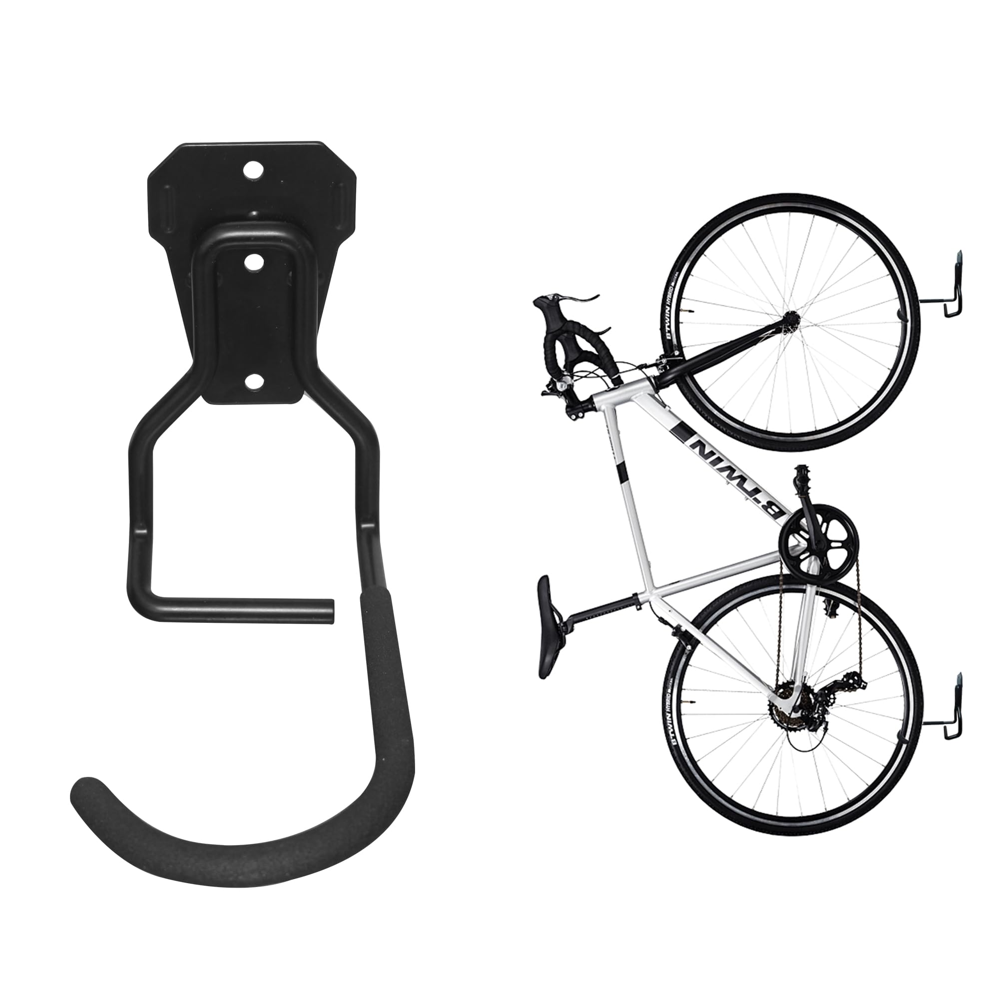 Cyanlxora Bike Rack Wall Mount Garage Bike Hook Storage Hanger Space Saving Vertical Bike Rack Organization for Road/Mountain/Folding Bike, Holds Up to 77 Lbs