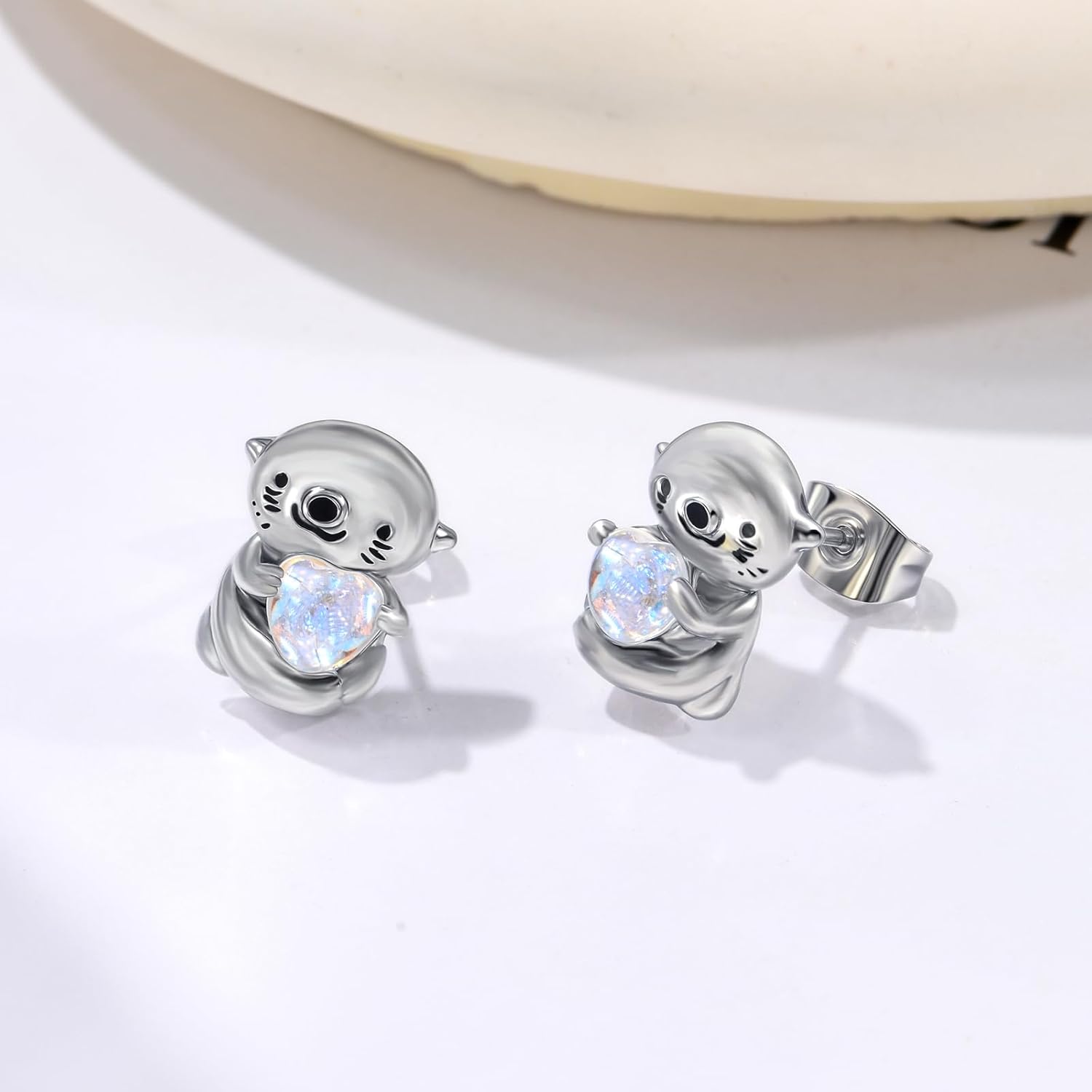 Hypoallergenic Otter Earrings for Women 925 Sterling Silver Sea Otter Studs Earrings Otter Jewelry Birthday Gifts for Women Mother Wife Girlfriend