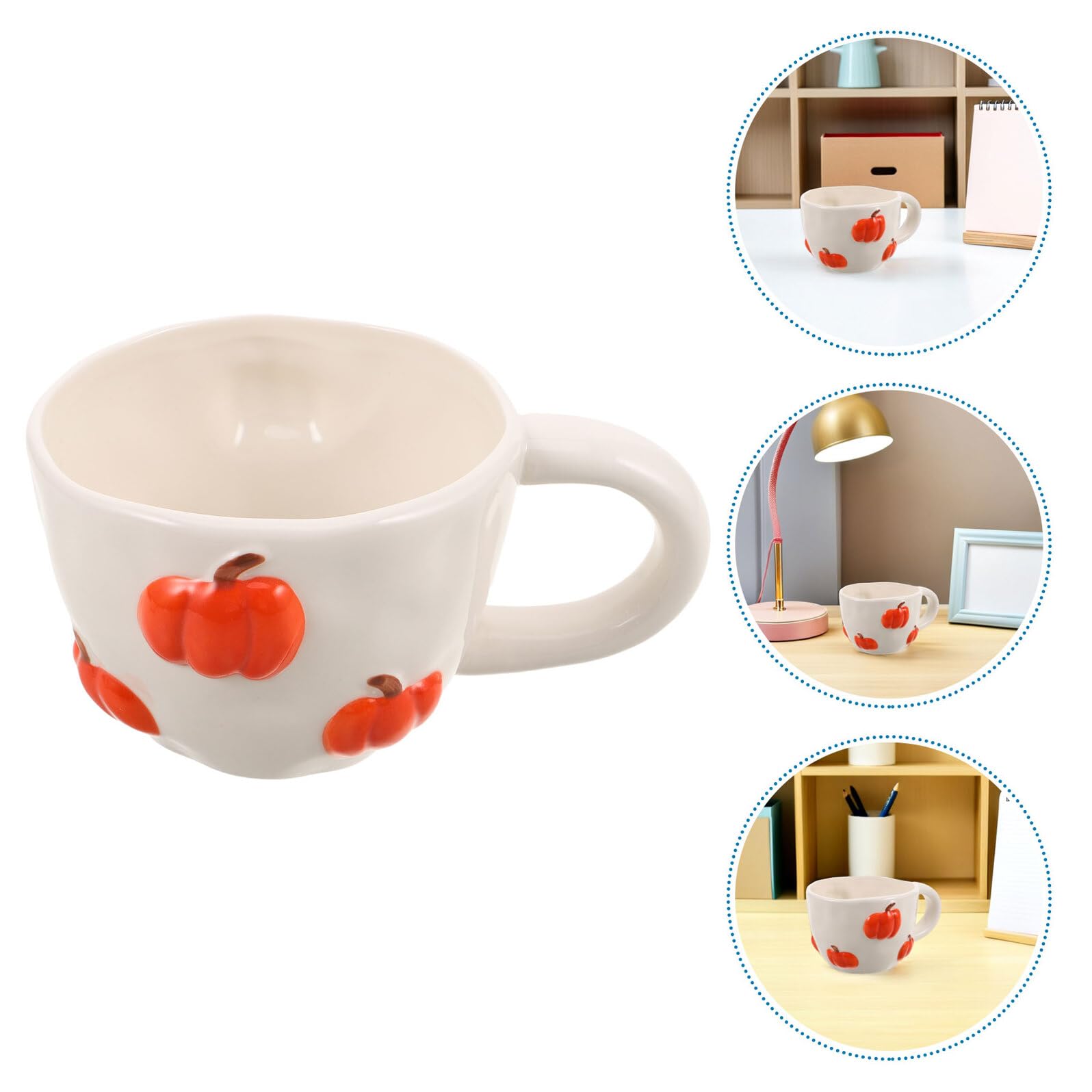 Mikinona 2 Szt. Seasonal Pumpkin Shaped Ceramic Mugs Cute Autumn Cups for Halloween Party Favors And Thanksgiving Decor