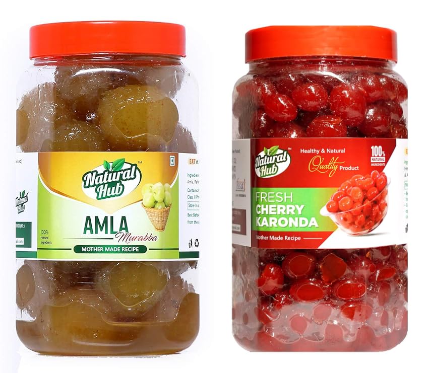 Natural Hub Combo Pack of Amla and Cherry Murabba | Homemade Taste Murabba Packed in Sealed Food-Grade Jars | No Artificial Colour & Flavour (900 Gram Each)-image-19