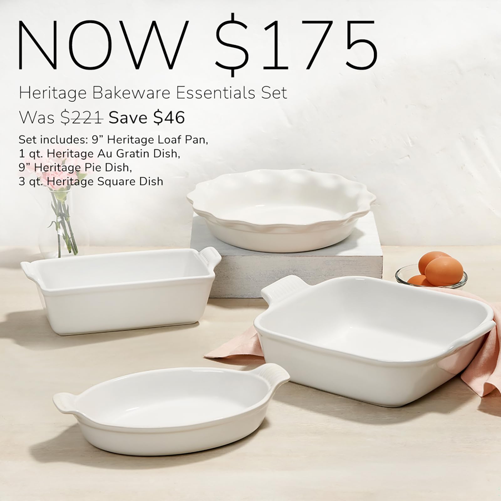 Amazon.com: Le Creuset Stoneware 4 PC Heritage Bakeware Set