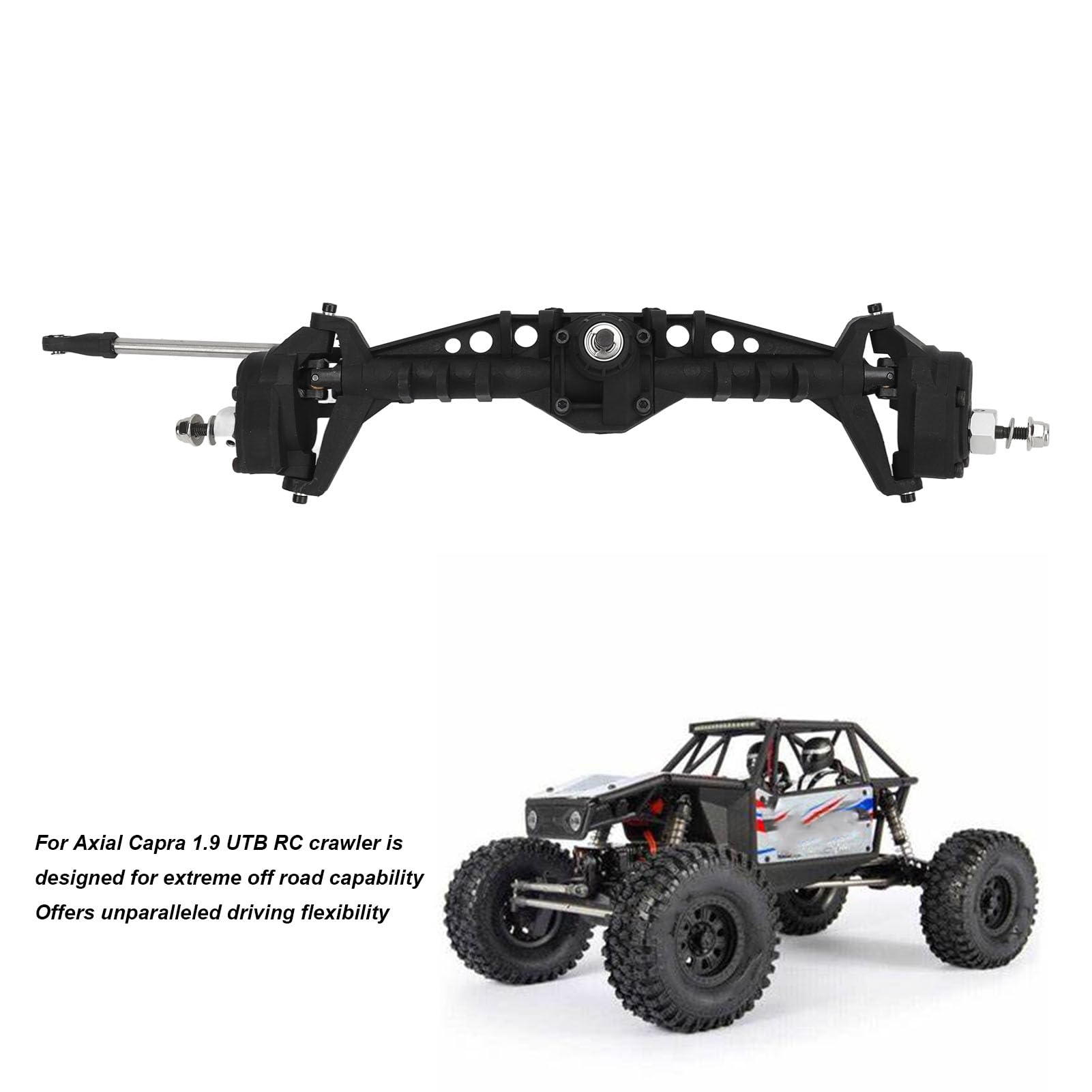 AMONIDA Essieu Avant en Acier et Nylon Noir pour Voiture sur Chenilles RC, capacité Tout-Terrain Extrême, pour Voiture d'escalade Capra 1.9 UTB AMONIDA Essieu Avant en Acier et Nylon Noir pour Voiture sur Chenilles RC, capacité Tout-Terrain Extrême, pour Voiture d'escalade Capra 1.9 UTB