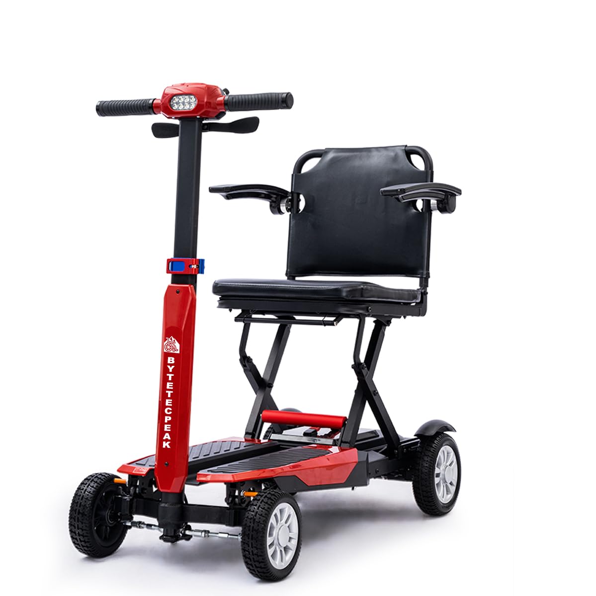 Z01 Scooter Électrique 4 Roues pour Personnes à Mobilité Réduite, Pliable et Léger, Siège avec Dossier, Batterie Li-ion 12Ah Autonomie Longue 20km, Sécurité Renforcée (Z01-Rouge)