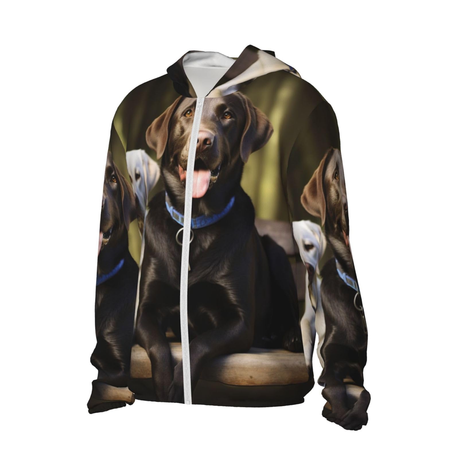 UPF 50+ Light Jacket Full Zip Sun Protection Hoodie for Women Men Long Sleeve Labrador Sun Shirts Black