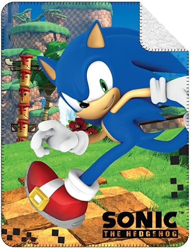 Franco Sonic The Hedgehog - Manta de sherpa de felpa suave para niños, 46 x 60 pulgadas, (producto oficial)