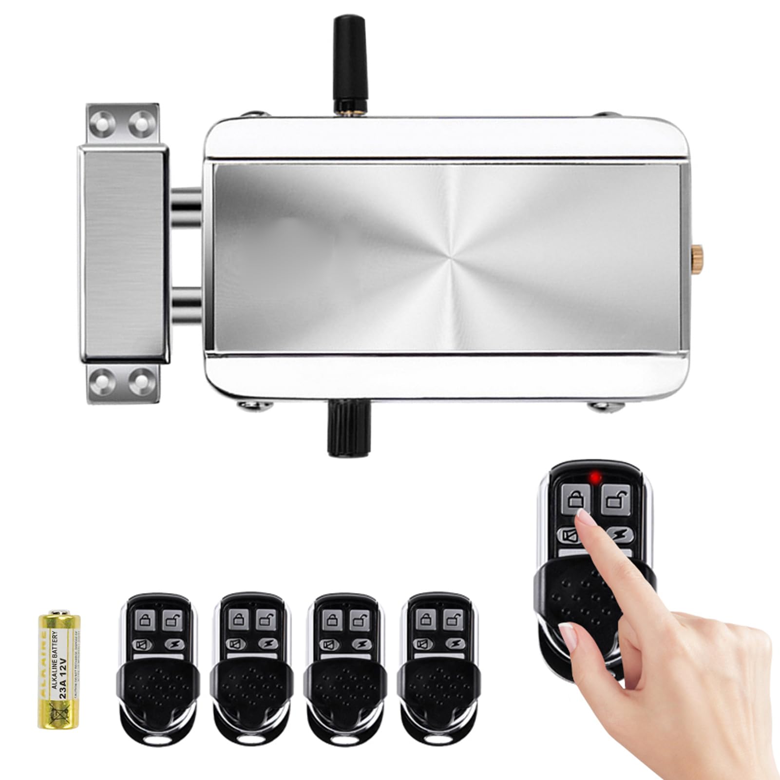 Remote Control Electronic Intelligent Door Lock, Smart Wireless,Electronic Deadbolt Anti-Theft Smart Hidden Door Lock,with 4 Remote Control,Keyless Access Control System for Home