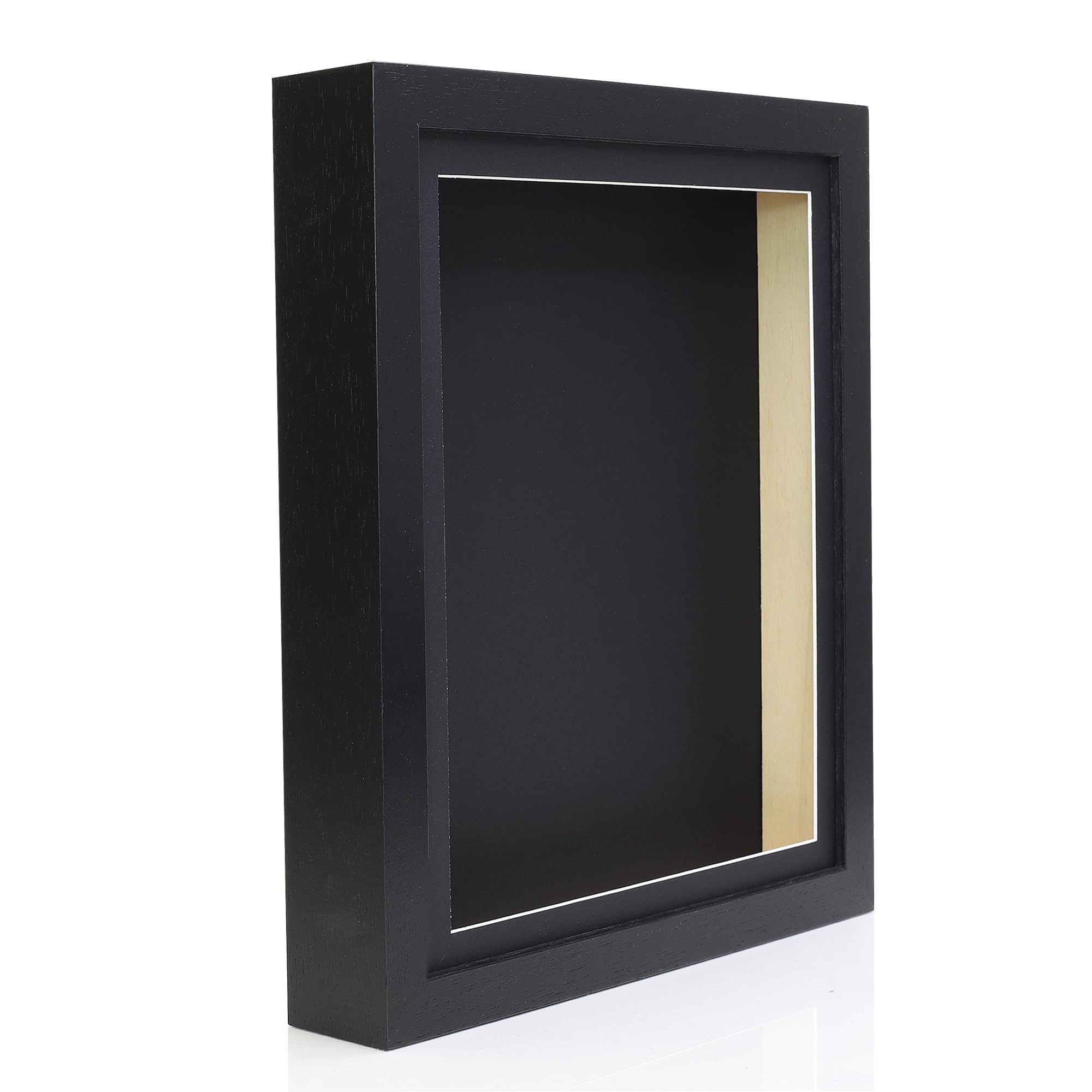 14x11 1.5 Inch (4cm) Extra Deep Wood 3D Deep Box Picture Frame Display Memory Box With Black Mount For Medals Memorabilia Flowers etc