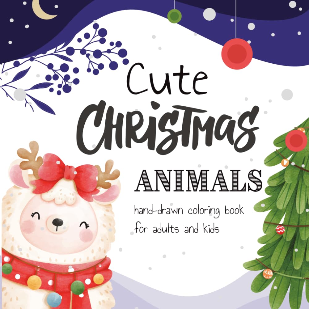 Cute Christmas Animals: Cozy Hand-Drawn Christmas Coloring Pages