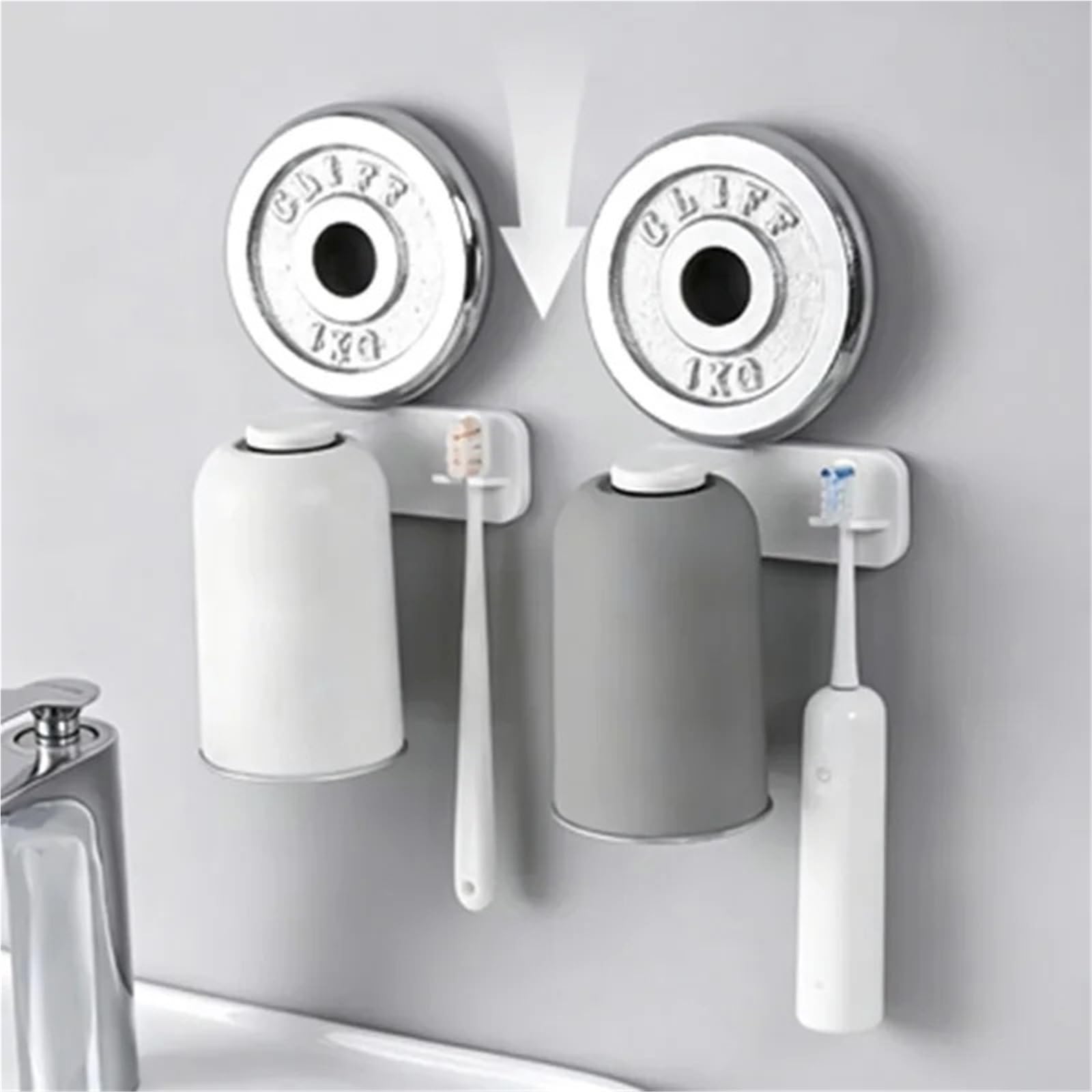 1Pcs Suction Mouthwash Cup Toothbrush Holder Stainless Steel Wall Hanging Without Punching para Ducharse,Cepillarse Los Dientes