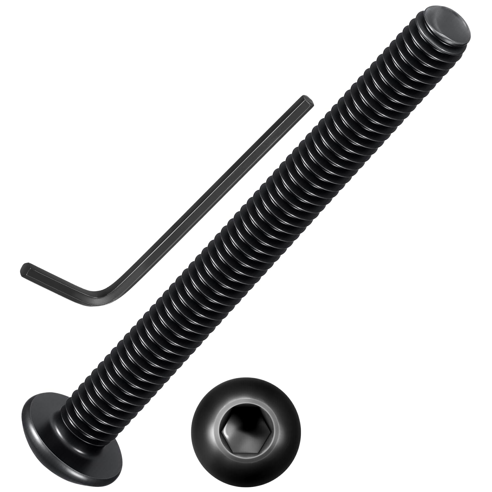 Kozelo 100pcs Button Head Socket Cap Screws - [M4-0.7x40mm] Zinc-Nickel Coated Good for Automotive, Marine & Outdoor Use Road Bicycle, Mountain Bike, Motorcycle - Alloy Steel - Black