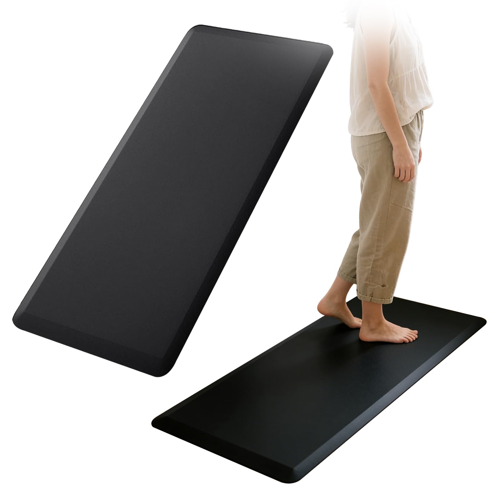 Tapis de cuisine rembourré anti-fatigue de 1,27 cm, 44 x 120 cm, tapis de sol antidérapant en mousse à mémoire de forme, pour bureau, cuisine, soulage la fatigue des jambes et les maux de dos