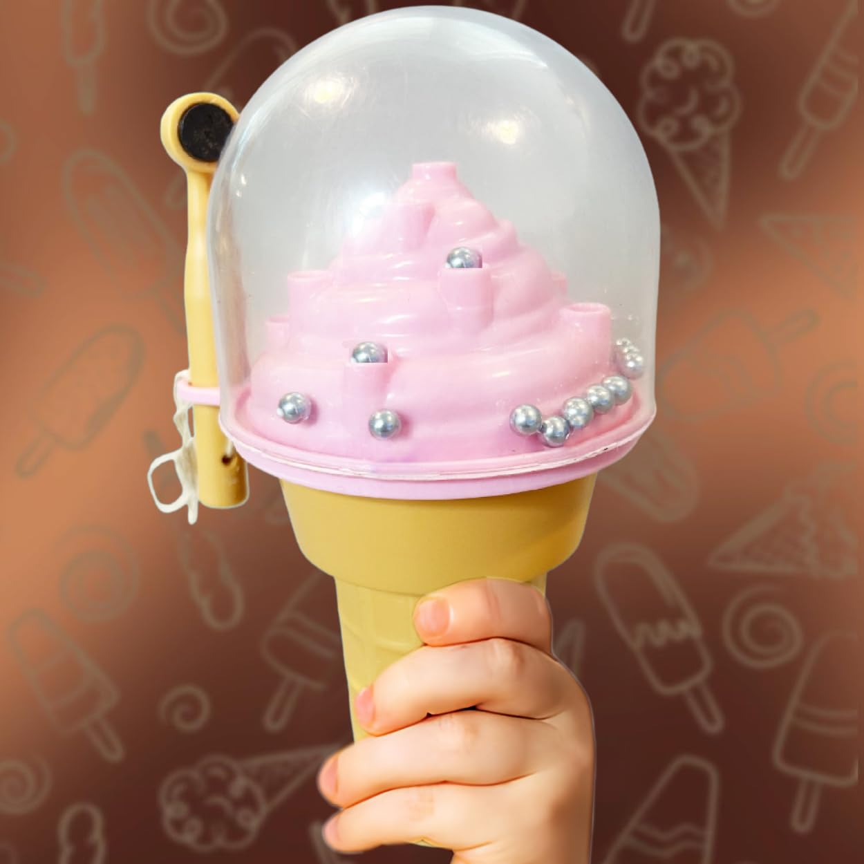 ToyMagic 2 in 1 Sweet Treats Magnetic Ball Drop Game|Ice Cream Shape Pickup and Drop Magnetic Board Game|Indoor Outdoor Puzzle Toy Cone Shape with Storage|Best Birthday Gift for Kids 3+|Made in India
