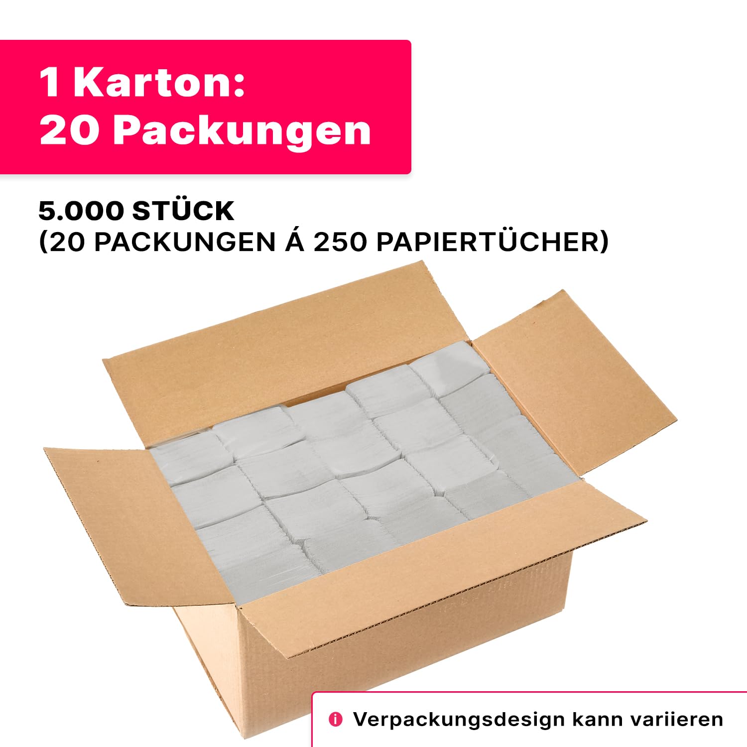5000x ARNOMED® Papierhandtücher 25x23cm, Handtuchpapier Natur 1-lagig | Zick Zack Fals Papiertücher für Papiertuchspender, Recycelte Falthandtücher, Paper Towels, Einmalhandtücher, Tissue