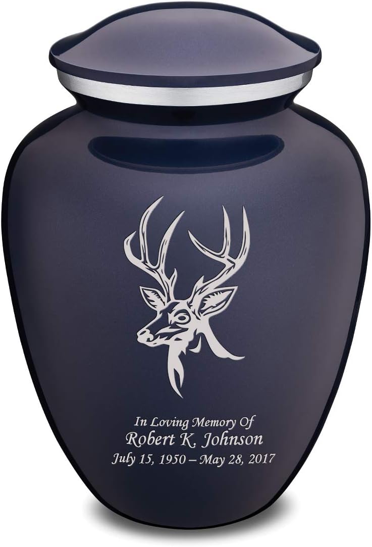 Geturns - Adult Personalized Deer Cremation Urns for Human Ashes I Large Cobalt Blue Funeral Urn for Men and Women I 200 lbs