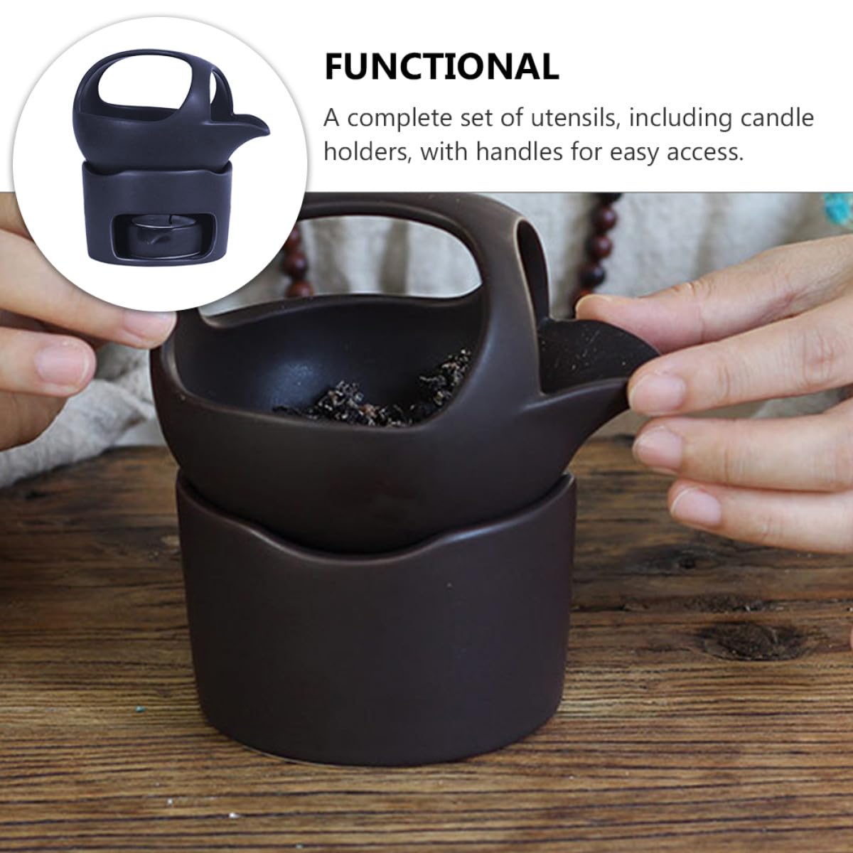 SUPVOX Infusionador de Té de Cerámica Marrón Reutilizable y Ligero Soporte para Velas, Adecuado para Preparar y Mantener el Té Caliente en Casa