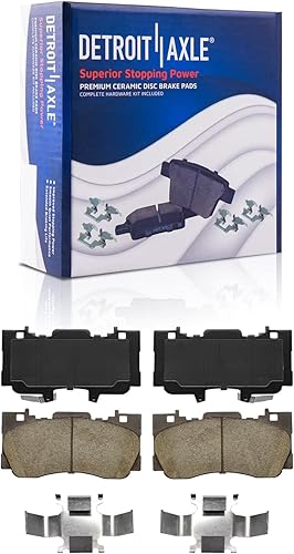 Miniatura 2 de Detroit Axle - Pastillas de freno para Ford Mustang 2015-2021, pastillas de freno de cerámica delanteras y traseras con repuesto de hardware 2016