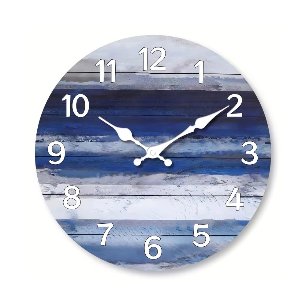 Horloge murale en bois au style plage rurale pour une décoration de salon douce et vintage
