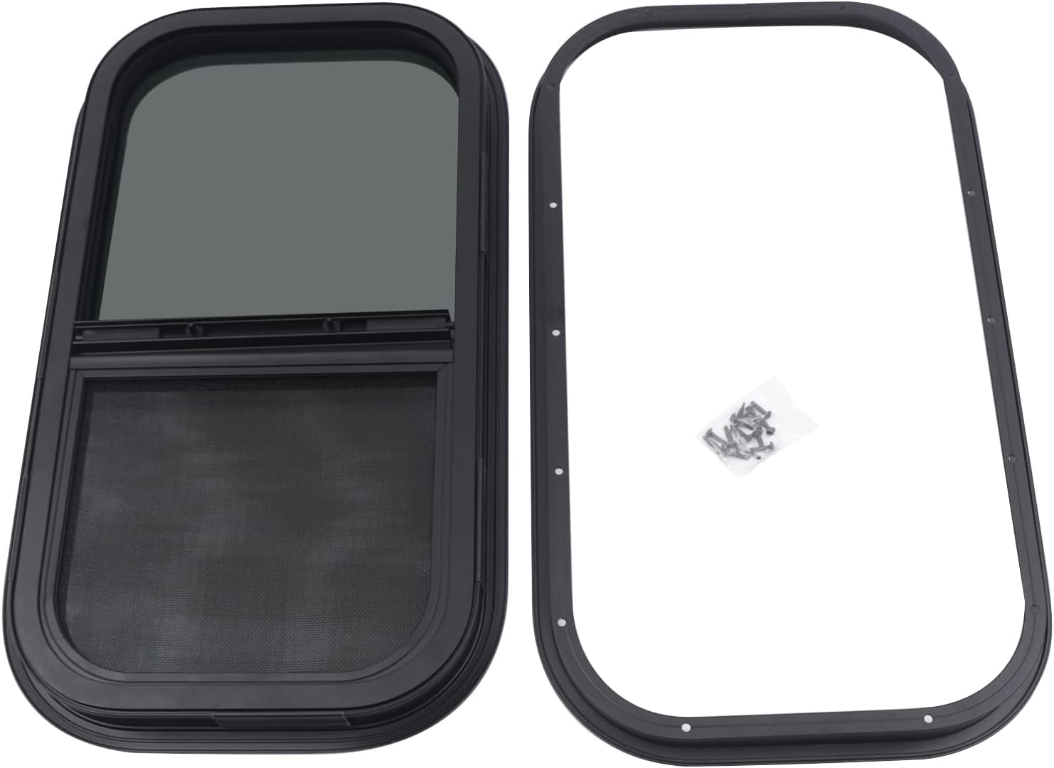 Ventana Corrediza Para Caravana/RV - 440x390 Mm, Vidrio Templado Tintado, Marco De Aluminio, Impermeable