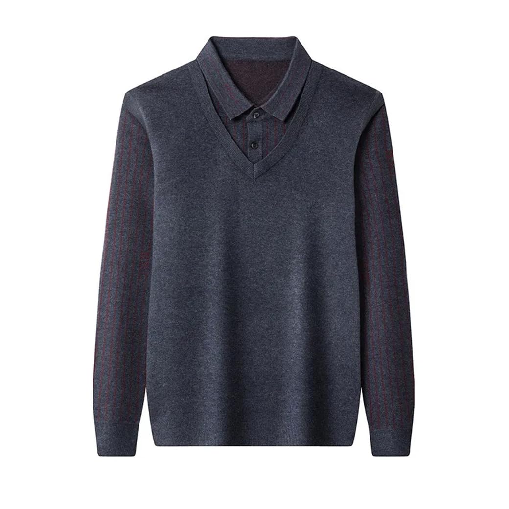 Polo da uomo a righe morbide tinta unita manica lunga business calda vestibilità ampia camicia casual
