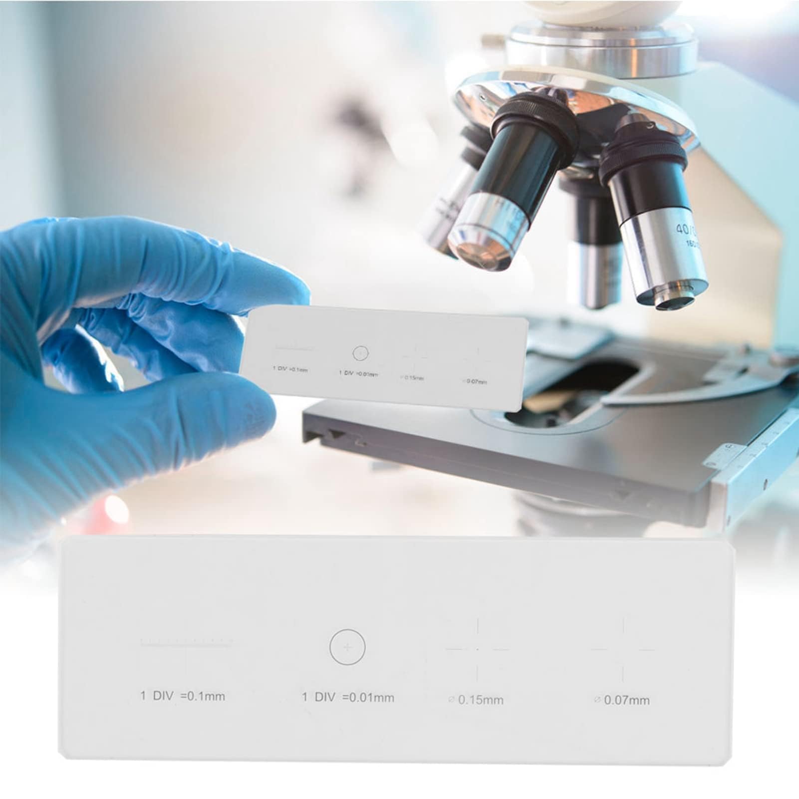 DIV 0.01mm K9 Regla de Calibración de Objetivo de Microscopio de Diapositiva de Calibración de Diapositiva de Calibración de Micrómetro de Vidrio óptico