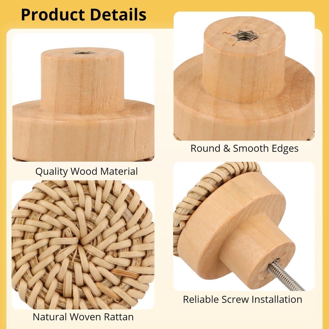 Pomos Madera Nogal Pomos Redondos De Madera De Nogal 4.5 Cm, Estilo Escandinavo, Para Muebles, Hechos A Mano (Pack De 4) Armario 4 Puertas