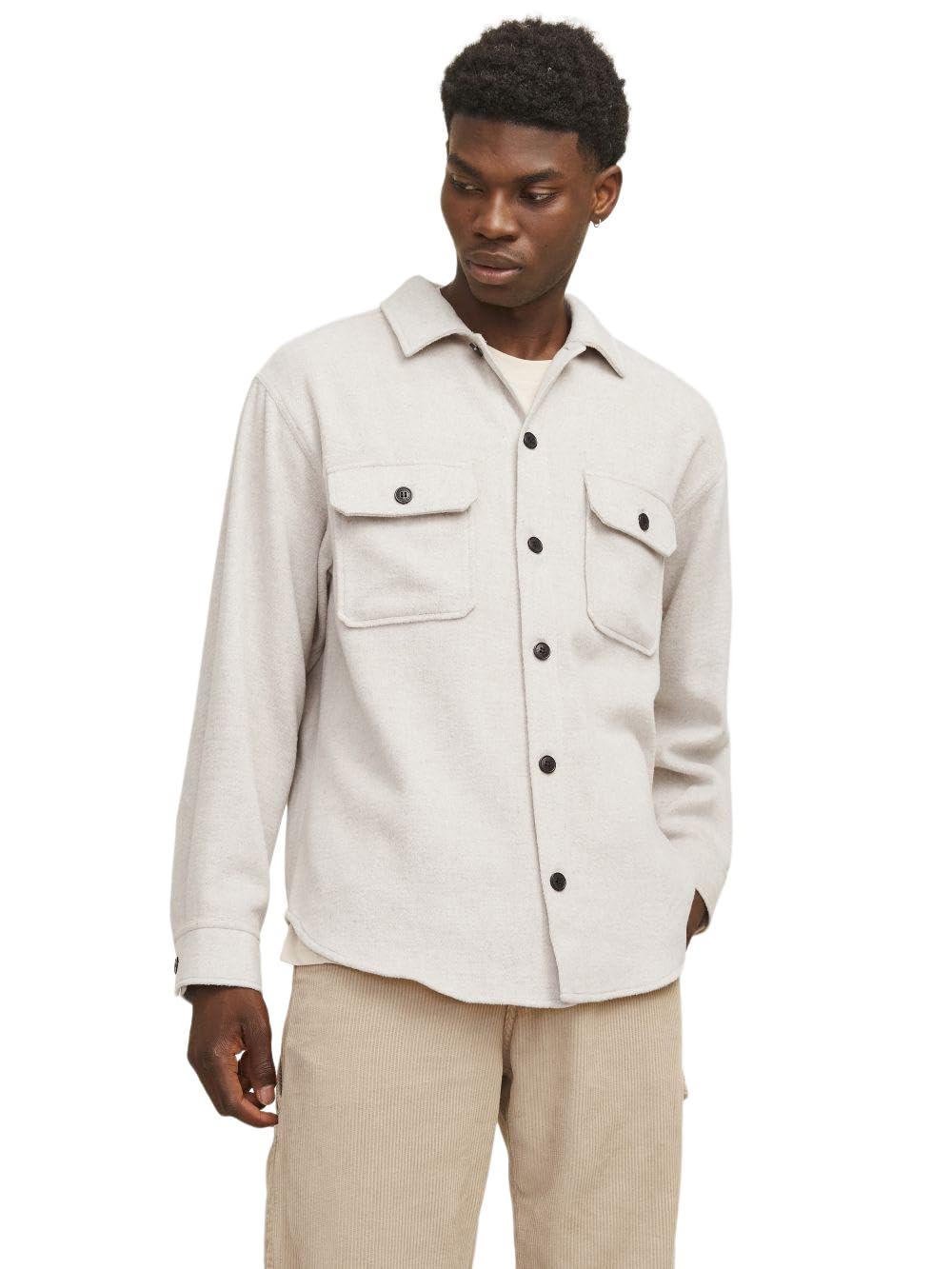 JACK & JONES Men's Jjebradley Ollie Overshirt Ls Noos Long Sleeve Shirt, Peyote, XS