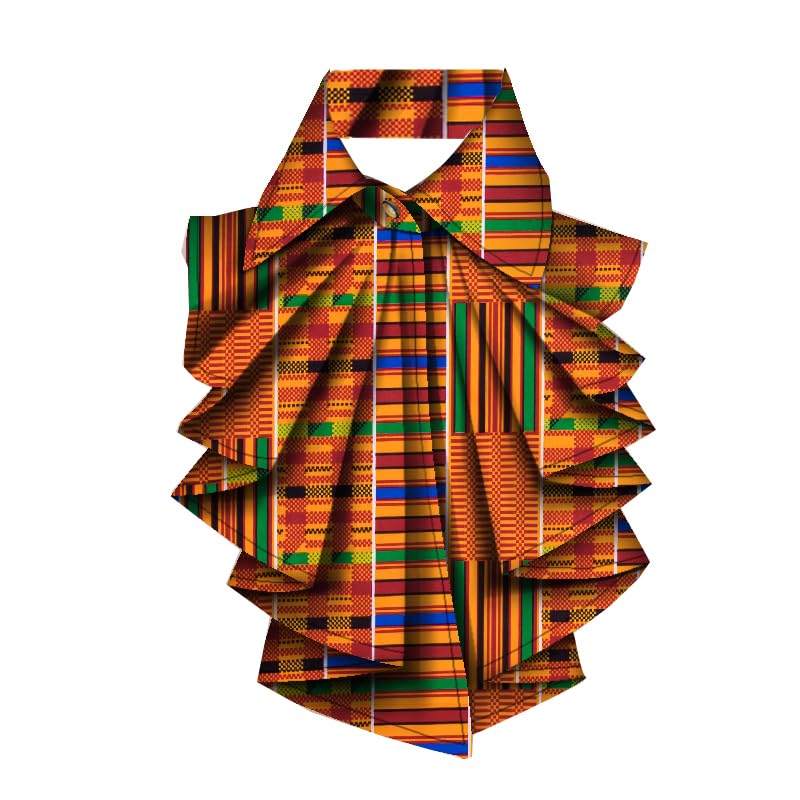 African Fake Collars for Women Blouse Bows Classic Kente Multicolor False Collar (FP6691 Medium)