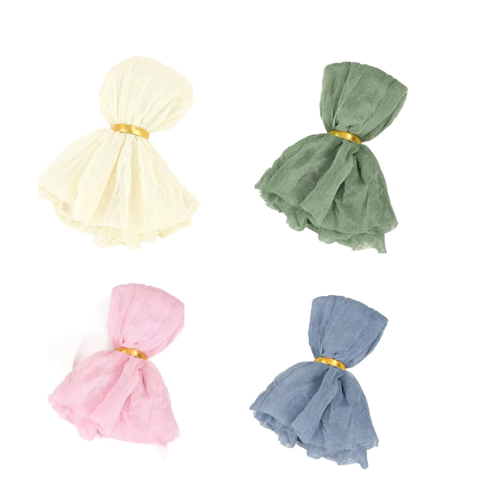 Serviettes de Table en Gaze avec Supports coordonnés, Linge de Table en Polyester réutilisable pour décoration de Table de fête, décoration de réception, Serviettes de Table en Gaze froissée,